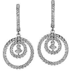 Pendientes GeometriCh de oro blanco con círculos concéntricos de pavé de diamantes