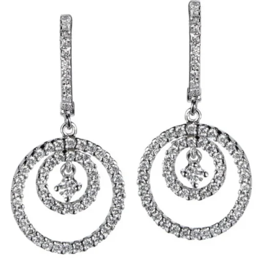 Pendientes GeometriCh de oro blanco con círculos concéntricos de pavé de diamantes