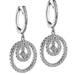 Pendientes GeometriCh de oro blanco con círculos concéntricos de pavé de diamantes