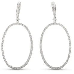 Pendientes grandes de oro blanco con círculo de diamantes