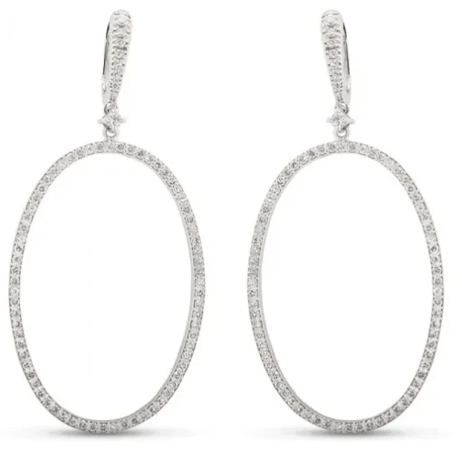 Pendientes grandes de oro blanco con círculo de diamantes
