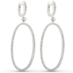 Pendientes grandes de oro blanco con círculo de diamantes