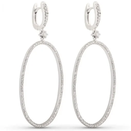 Pendientes grandes de oro blanco con círculo de diamantes