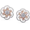Pendientes "Hypnose" con flor de oro blanco y oro rosa con diamantes