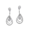 Pendientes largos de oro blanco con lágrimas uniformes de pavé de diamantes