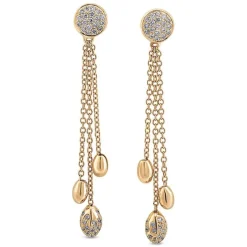 Pendientes largos de oro rosa y diamantes con cadenas en cascada