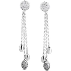 Pendientes largos de oro blanco y diamantes con cadenas en cascada