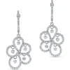 Pendientes largos de oro blanco con flor de lágrimas de pavé de diamantes y diamantes al aire
