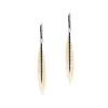 Pendientes largos de oro blanco con nacar y diamantes negros