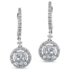 Pendientes largos de oro blanco con diamantes y orla de pavé de diamantes