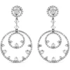 Pendientes largos de oro blanco con círculos concéntricos de pavé de diamantes