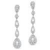 Pendientes largos de oro blanco con lágrimas de pavé de diamantes