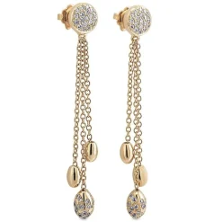 Pendientes largos de oro rosa y diamantes con cadenas en cascada
