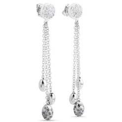 Pendientes largos de oro blanco y diamantes con cadenas en cascada