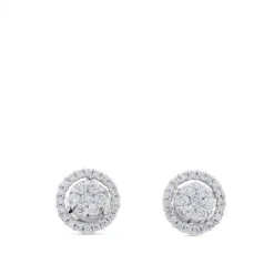 Pendientes largos de oro blanco desmontables con lágrima de pavé de diamantes