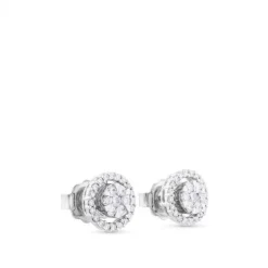 Pendientes largos de oro blanco desmontables con lágrima de pavé de diamantes
