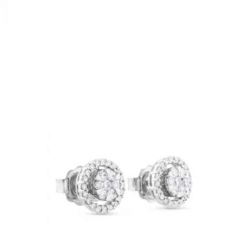 Pendientes largos de oro blanco desmontables con lágrima de pavé de diamantes