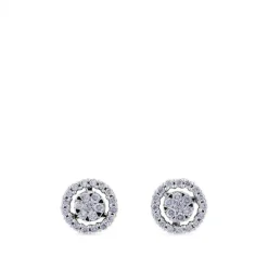 Pendientes largos desmontables de oro blanco con diamantes