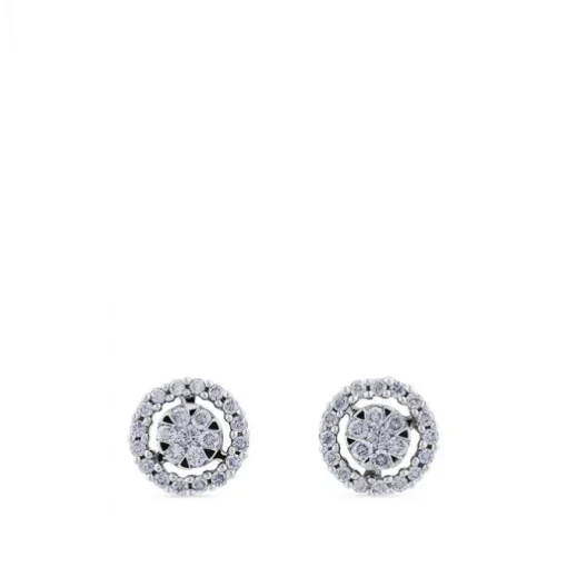 Pendientes largos desmontables de oro blanco con diamantes