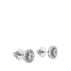 Pendientes largos desmontables de oro blanco con diamantes