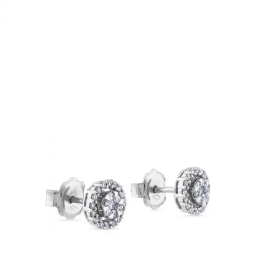 Pendientes largos desmontables de oro blanco con diamantes