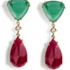 Pendientes "Lollipop" de oro rosa con cuarzo verde, cuarzo cereza y diamante
