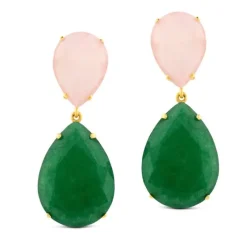 Pendientes "Lollipop" de oro rosa con cuarzo verde y rosa