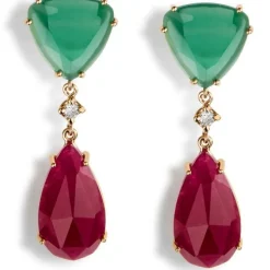 Pendientes "Lollipop" de oro rosa con cuarzo verde, cuarzo cereza y diamante