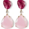Pendientes "Lollipop" de oro rosa con cuarzo cereza, cuarzo rosa y diamante