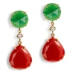 Pendientes "Lollipop" de oro rosa con cuarzo verde, cuarzo rojo fresa y diamante