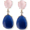 Pendientes "Lollipop" de oro rosa con cuarzo rosa, cuarzo azul y diamante