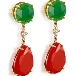 Pendientes "Lollipop" de oro rosa con cuarzo verde, cuarzo rojo fresa y diamante