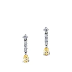 Pendientes Riviere de oro blanco con perillas
