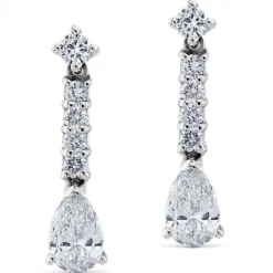 Pendientes Riviere de oro blanco con perillas