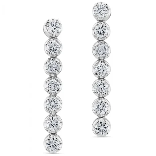 Pendientes riviere de oro blanco con 14 diamantes en garra