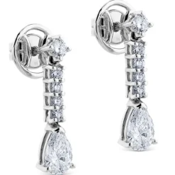 Pendientes Riviere de oro blanco con perillas