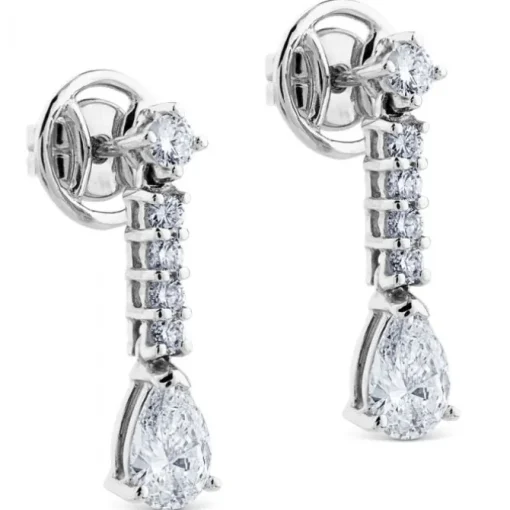 Pendientes Riviere de oro blanco con perillas