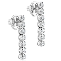 Pendientes riviere de oro blanco con 14 diamantes en garra