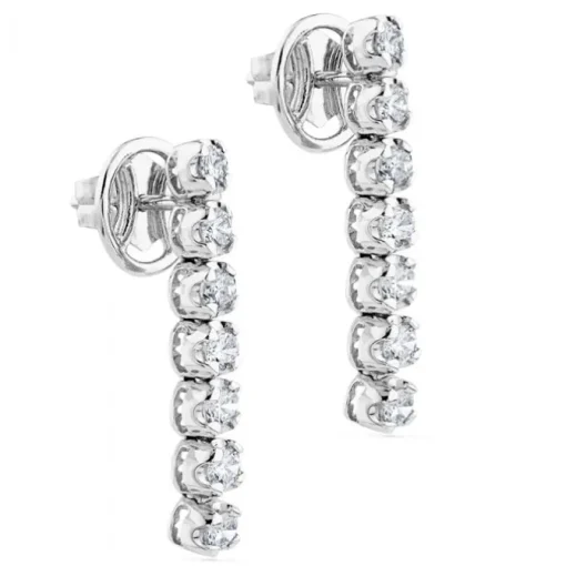 Pendientes riviere de oro blanco con 14 diamantes en garra