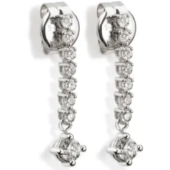 Pendientes riviere de oro blanco con diamantes y brillante en forma de rombo