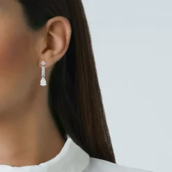 Pendientes Riviere de oro blanco con perillas