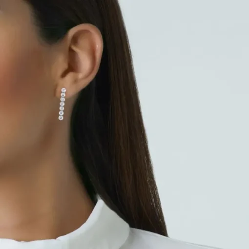 Pendientes riviere de oro blanco con 14 diamantes en garra