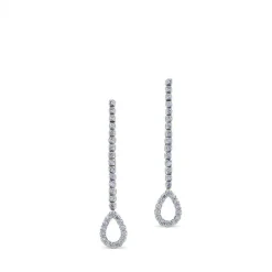 Pendientes riviere largos de oro blanco y lágrima de diamantes