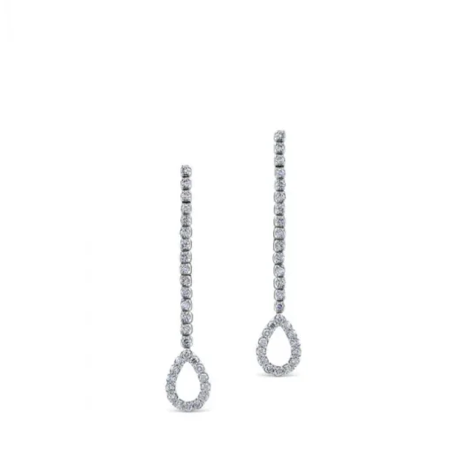 Pendientes riviere largos de oro blanco y lágrima de diamantes