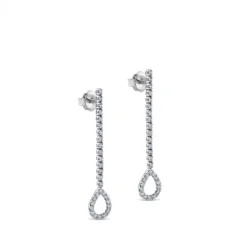 Pendientes riviere largos de oro blanco y lágrima de diamantes