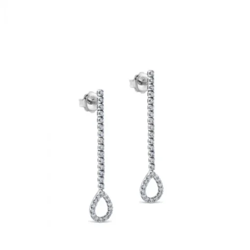 Pendientes riviere largos de oro blanco y lágrima de diamantes