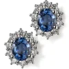 Pendientes "Royal Trilogy" de oro blanco mini zafiros y orla de diamantes