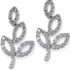 Pendientes trepadores rama de oro blanco con diamantes