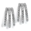 Pendientes triple aro de oro blanco con diamantes