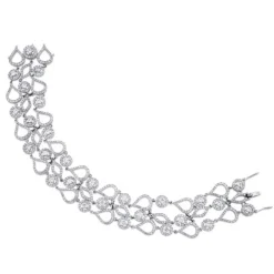 Pulsera ancha Art Decó de oro blanco con diamantes